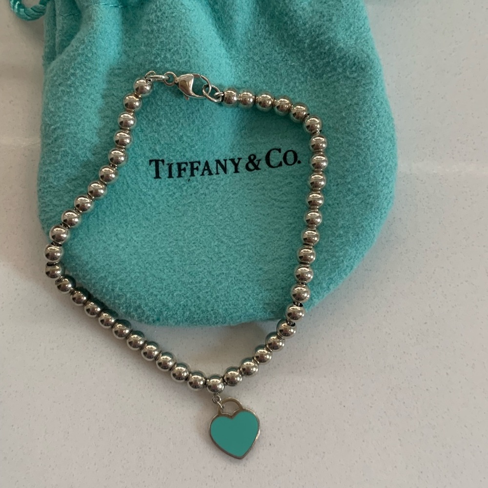 Return to Tiffany Bead Bracelet Silver and Tiffany Blue Heart